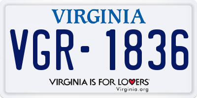 VA license plate VGR1836
