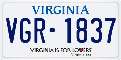 VA license plate VGR1837