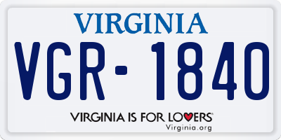 VA license plate VGR1840