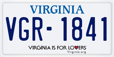 VA license plate VGR1841