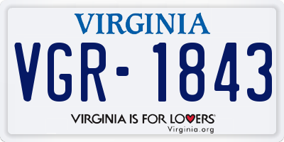 VA license plate VGR1843