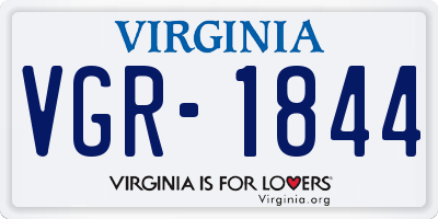 VA license plate VGR1844