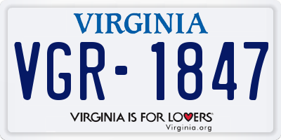 VA license plate VGR1847