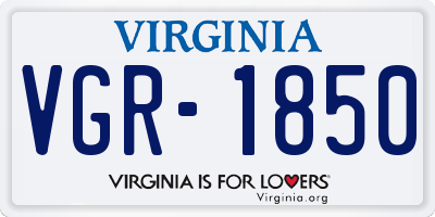 VA license plate VGR1850