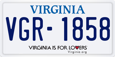 VA license plate VGR1858