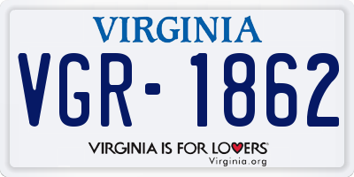 VA license plate VGR1862