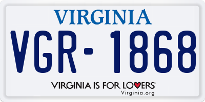 VA license plate VGR1868