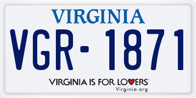 VA license plate VGR1871