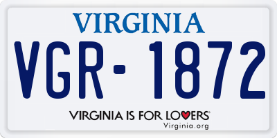 VA license plate VGR1872