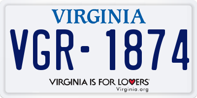 VA license plate VGR1874