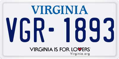 VA license plate VGR1893