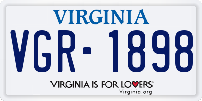 VA license plate VGR1898