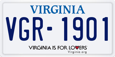VA license plate VGR1901