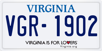VA license plate VGR1902
