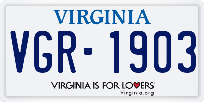 VA license plate VGR1903
