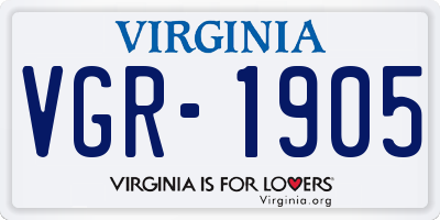 VA license plate VGR1905