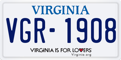 VA license plate VGR1908