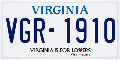 VA license plate VGR1910