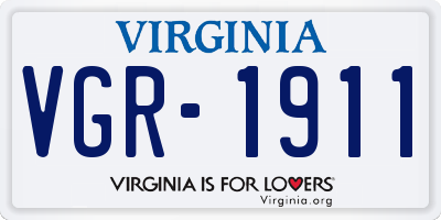 VA license plate VGR1911