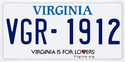 VA license plate VGR1912