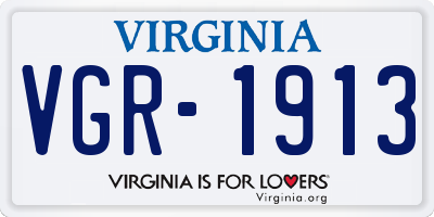 VA license plate VGR1913