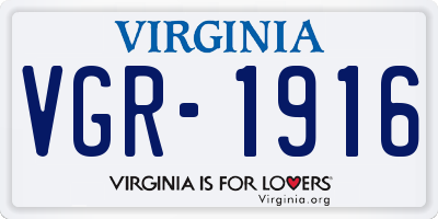 VA license plate VGR1916