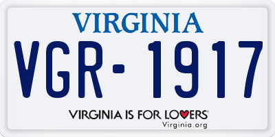 VA license plate VGR1917