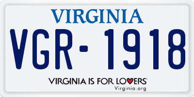 VA license plate VGR1918