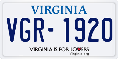 VA license plate VGR1920