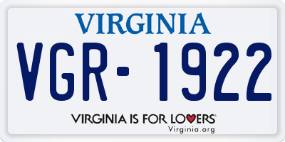 VA license plate VGR1922