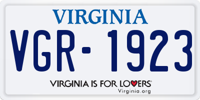 VA license plate VGR1923