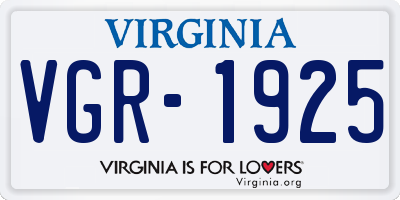VA license plate VGR1925