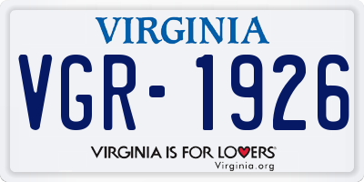 VA license plate VGR1926
