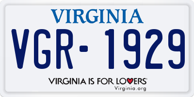 VA license plate VGR1929
