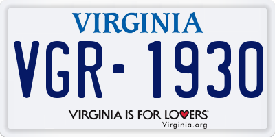 VA license plate VGR1930
