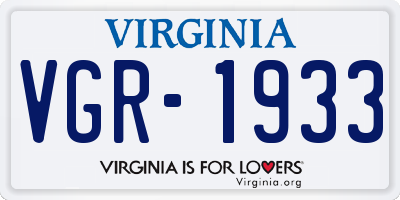 VA license plate VGR1933