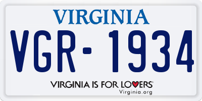 VA license plate VGR1934