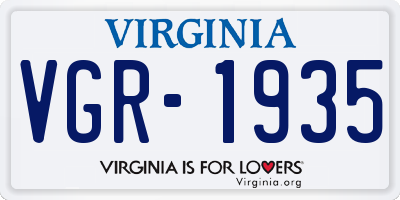VA license plate VGR1935
