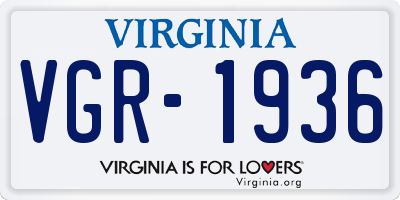 VA license plate VGR1936