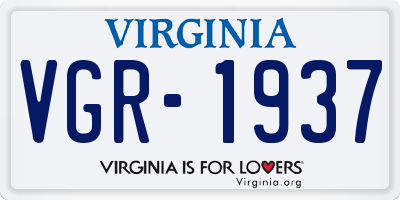 VA license plate VGR1937
