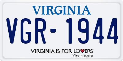 VA license plate VGR1944