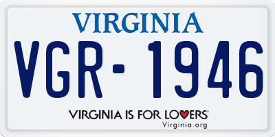 VA license plate VGR1946