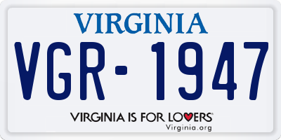 VA license plate VGR1947