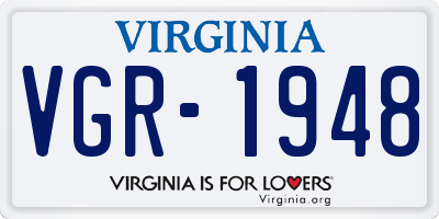 VA license plate VGR1948