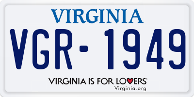VA license plate VGR1949