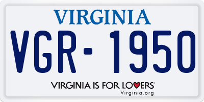 VA license plate VGR1950