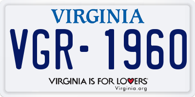 VA license plate VGR1960