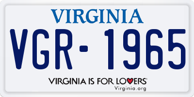 VA license plate VGR1965