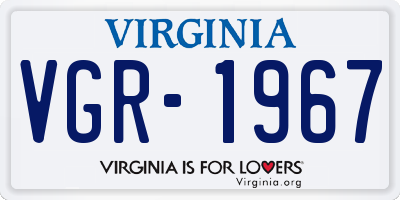 VA license plate VGR1967
