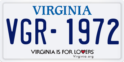 VA license plate VGR1972